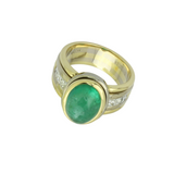 008_06_ Smaragd/Diamantring in Gelb/Weißgold