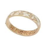 Markenarmspange von LEO WITTWER in 750er Roségold mit Emaille Intarsien und Brillanten