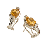 Weißgoldohrclips-750er Weißgold-Citrin Steine