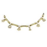 Brillantbettelarmband in 750er Gelbgold mit sechs Charms