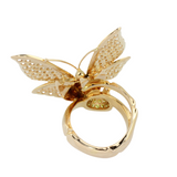 Cocktailring in Schmetterlingsform, in 750er Roségold mit Brillanten