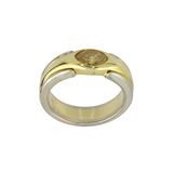 Bi-color Ring 750er Gelbgold / 950er Platinring mit Farbdiamant