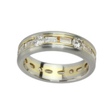 Memoryring mit Diamanten und Brillanten in 950er Platin und 750er Gelbgold gebürstet