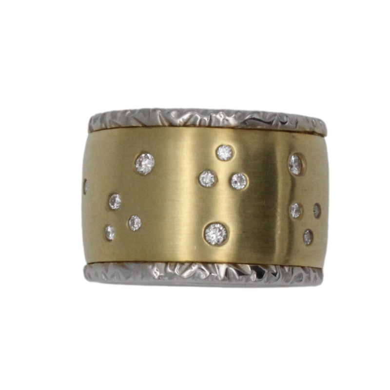 01_IHRSCHMUCK_Bandring, Sternenhimmel 585er Gelbgold-Weißgold mit Brillanten