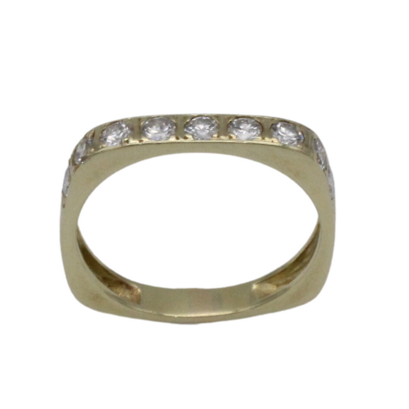 01_IHRSCHMUCK_Quadratischer Halbmemory Ring mit Brillanten-585er Gelbgold