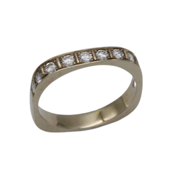 01_IHRSCHMUCK_Quadratischer Halbmemory Ring mit Brillanten in 585 Roségold