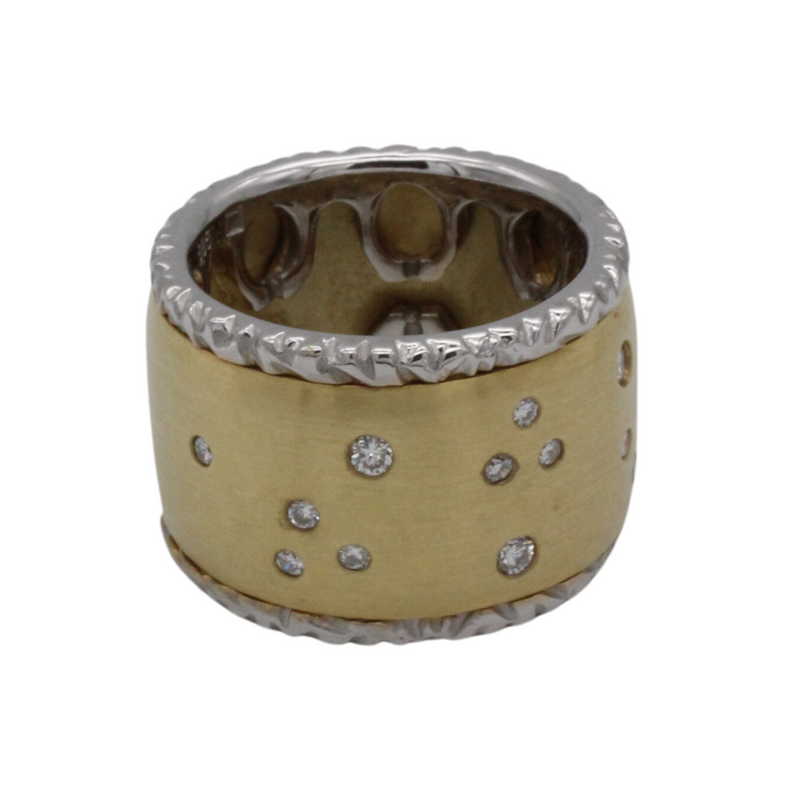 02_IHRSCHMUCK_Bandring, Sternenhimmel 585er Gelbgold-Weißgold mit Brillanten