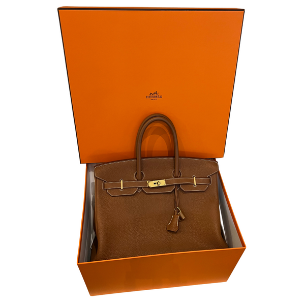 01_Hermès Birkin 35-VEAU TOGO-Farbe braun mit Goldbeschlägen-Fullset