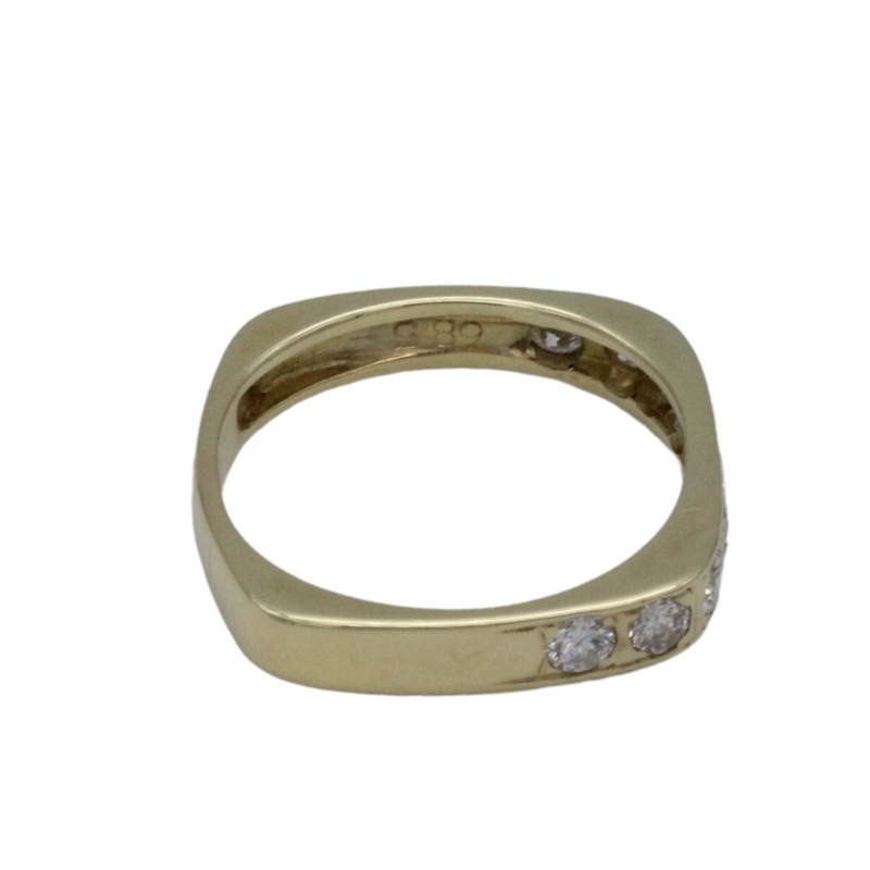 04_IHRSCHMUCK_Quadratischer Halbmemory Ring mit Brillanten-585er Gelbgold