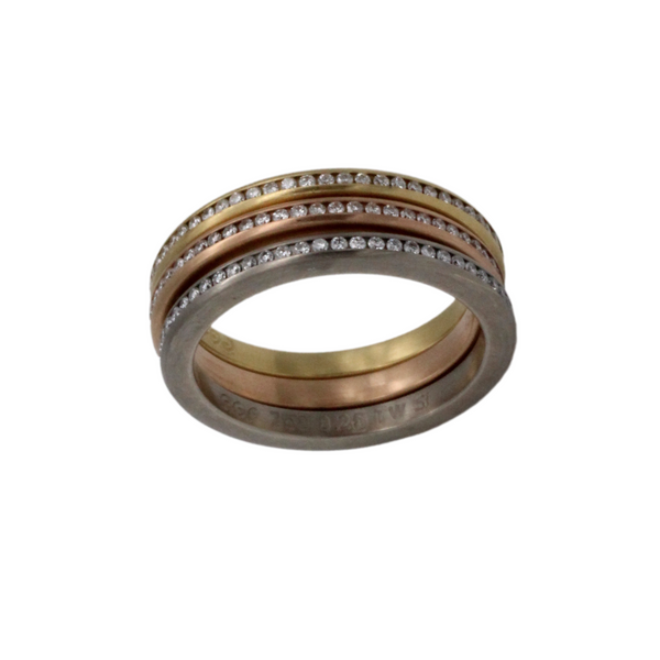 01_IHRSCHMUCK_Artikel_126_LT_GO270223-001/20_750er Weißgold/Gelbgold/Rosegold Tri-color Memoryring Set 