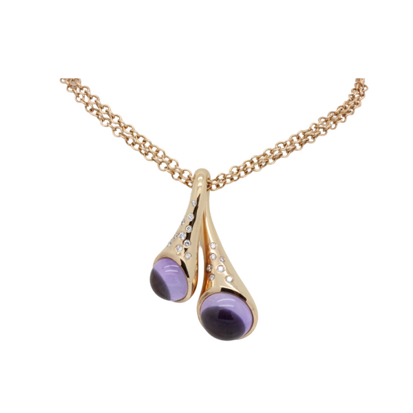 002_01_LEO WITTWER Original Amethyst Kettenanhänger mit Kette in 750er Roségold