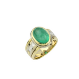 Smaragd/Diamantring in Gelb/Weißgold