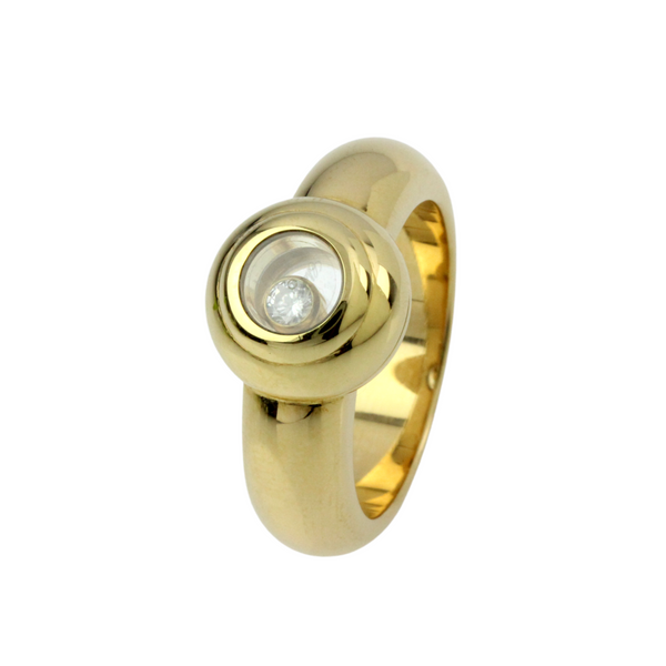 Original CHOPARD 750er Gelbgoldring (Vintage) in unverwechselbaren „HAPPY DIAMONDS “ Design mit einem Brillanten.
