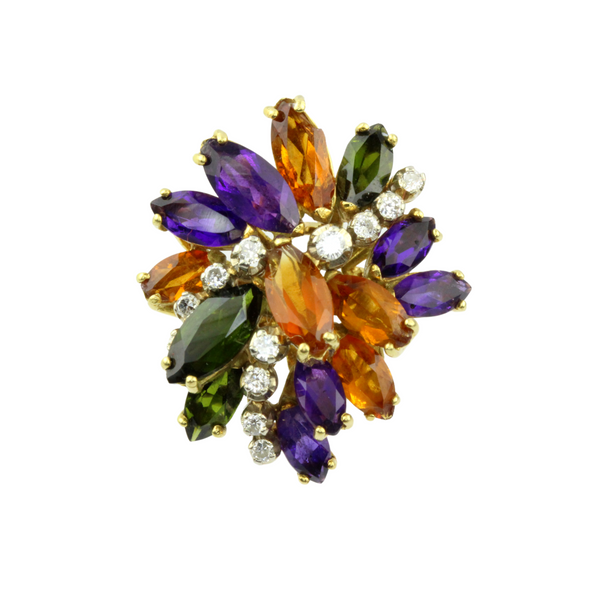 013_ 04_multi-color 585er Gelbgoldring mit ca 6,5 ct Farbedelsteinen und ca 0,20 ct Diamanten