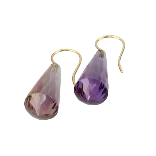 Ohrhänger mit Amethystpampel und Hänger in 750er Gelbgold