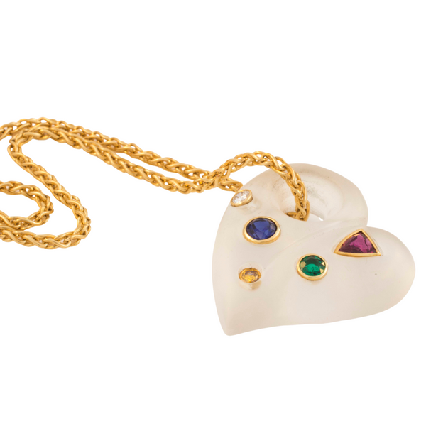 02_IHRSCHMUCK_Artikel_077_Bergkristall Herzanhänger mit 750er Gelbgoldkette 