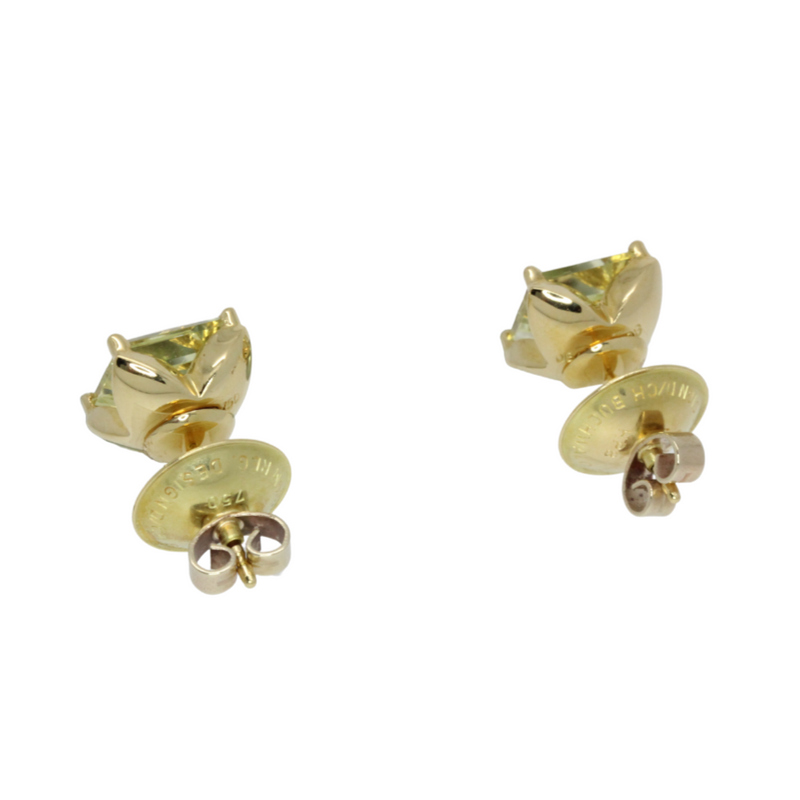 Princess Cut Lemon Citrinohrhänger mit Tahitiperle in 750er Gelbgold gefasst