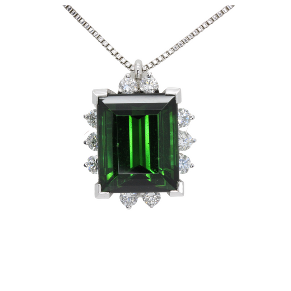 KERN Turmalin / Brillantanhänger mit 75oer Weißgoldkette