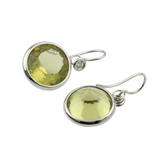 hrSchmuck 750er Weißgoldohrhänger mit Brillanten und grünlichem Citrin Stein