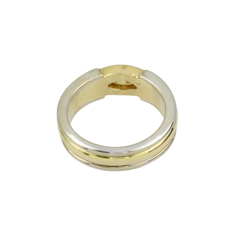 Bi-color Ring 750er Gelbgold / 950er Platinring mit Farbdiamant