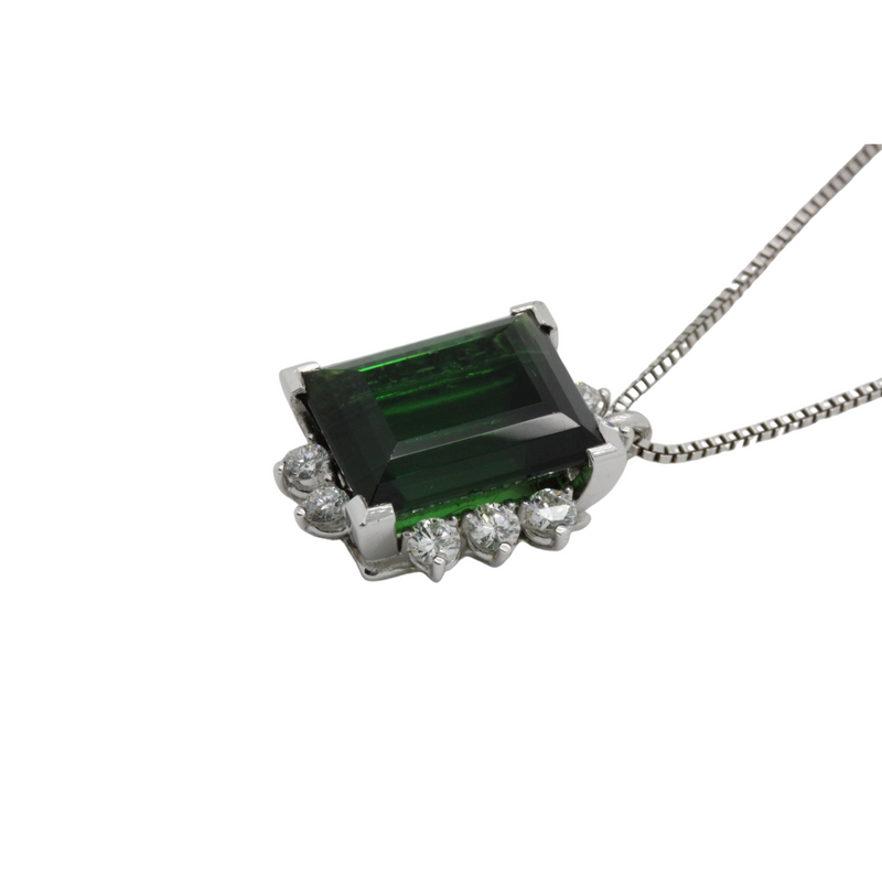 KERN Turmalin / Brillantanhänger mit 75oer Weißgoldkette
