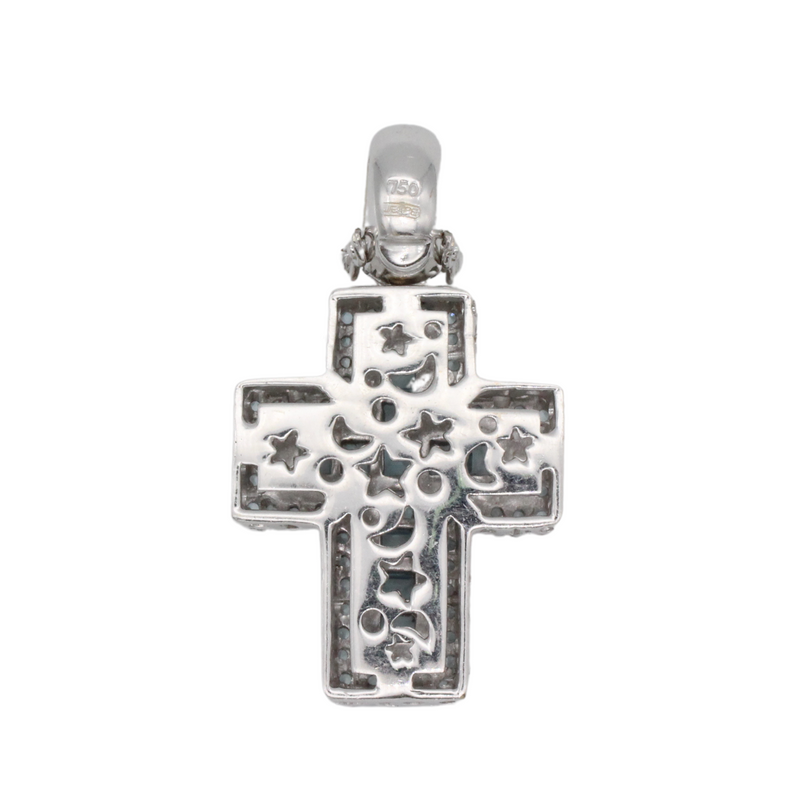 WEMPE Markenschmuck Kreuzanhänger, Kettenanhänger mit blauem Topas und klappbarer Öse