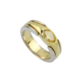 Bi-color Ring 750er Gelbgold / 950er Platinring mit Farbdiamant